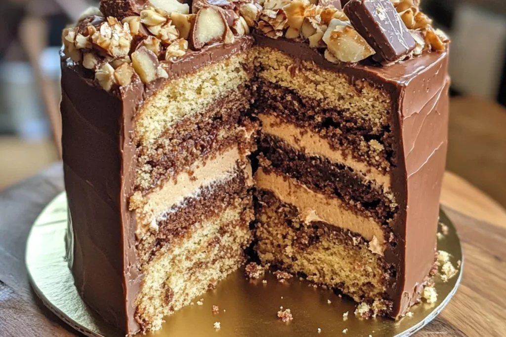 Irresistible Decadent Snickers Cake