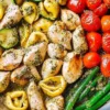 Delicious One-Pan Pesto Chicken Tortellini and Veggies